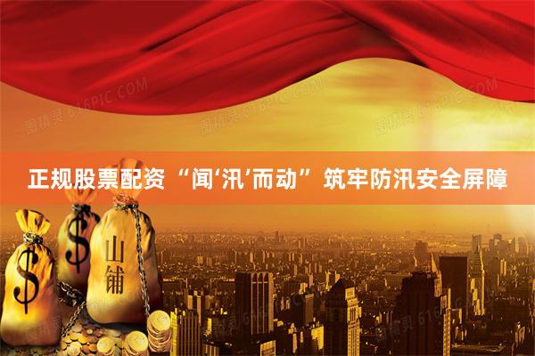 正规股票配资 “闻‘汛’而动” 筑牢防汛安全屏障